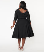 Unique Vintage Plus Size Black Nicola Swing Dress - Unique Vintage - Womens, DRESSES, SWING