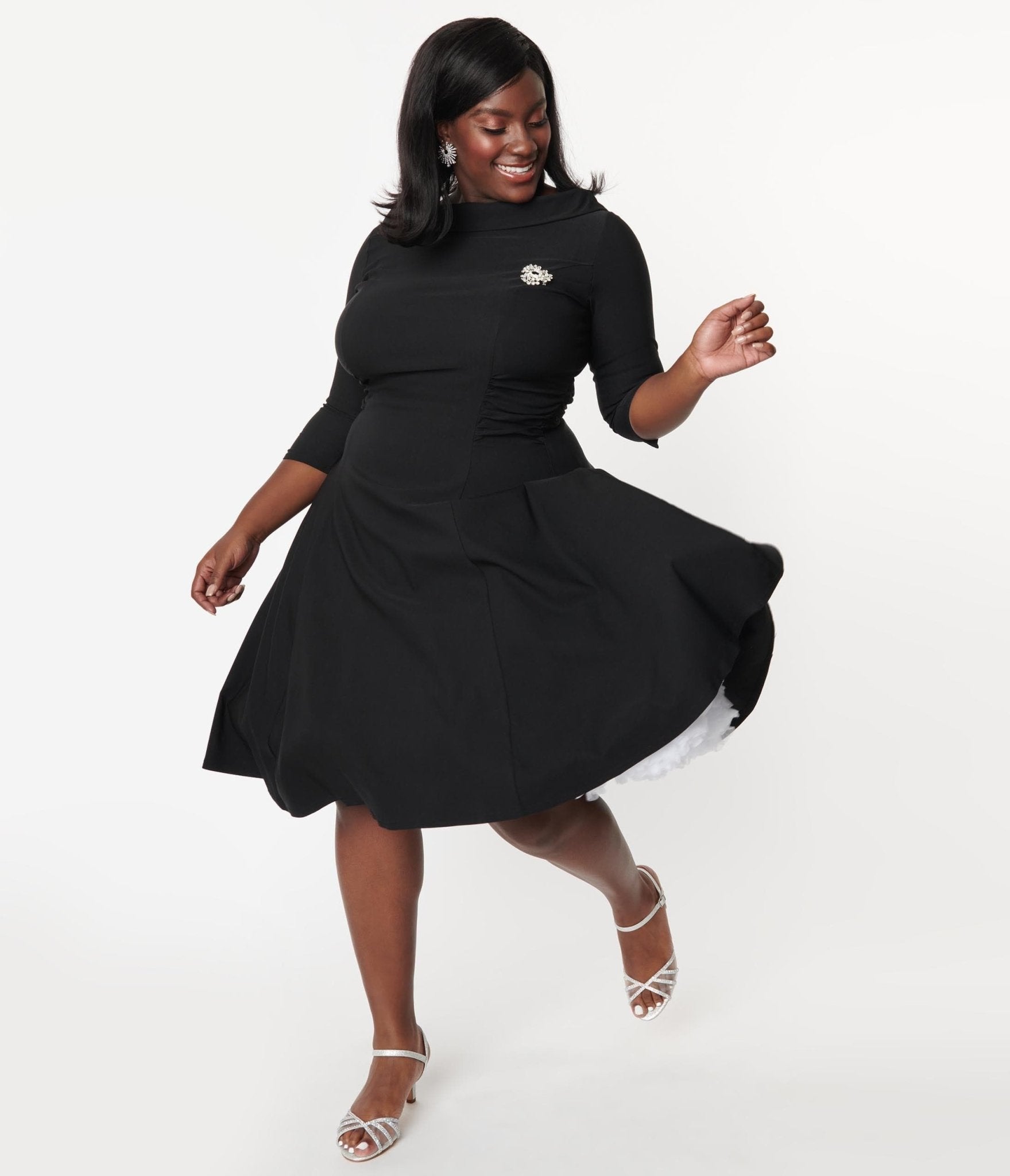 Unique Vintage Plus Size Black Nicola Swing Dress - Unique Vintage - Womens, DRESSES, SWING