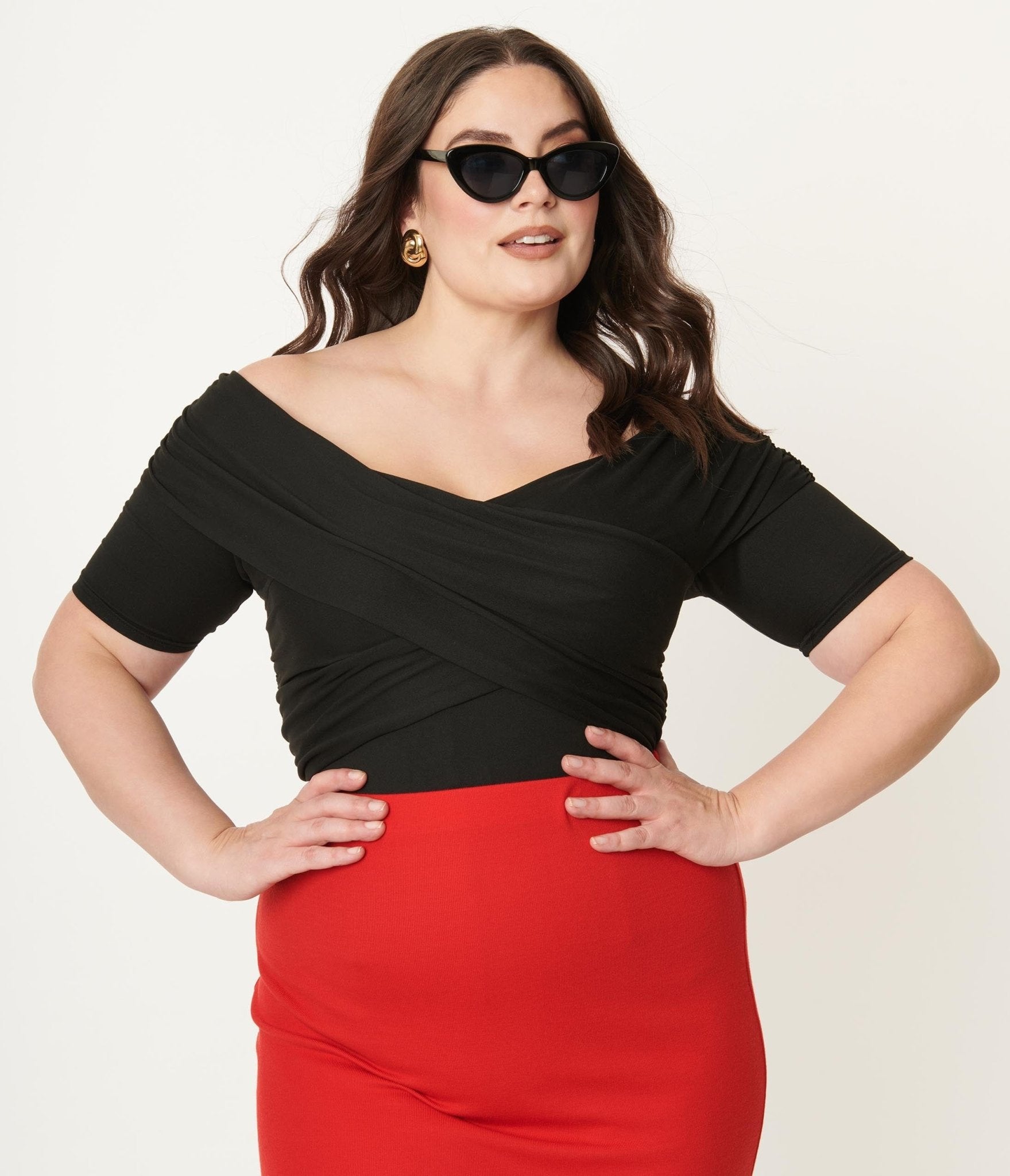 Plus size off the shoulder bodysuit sales