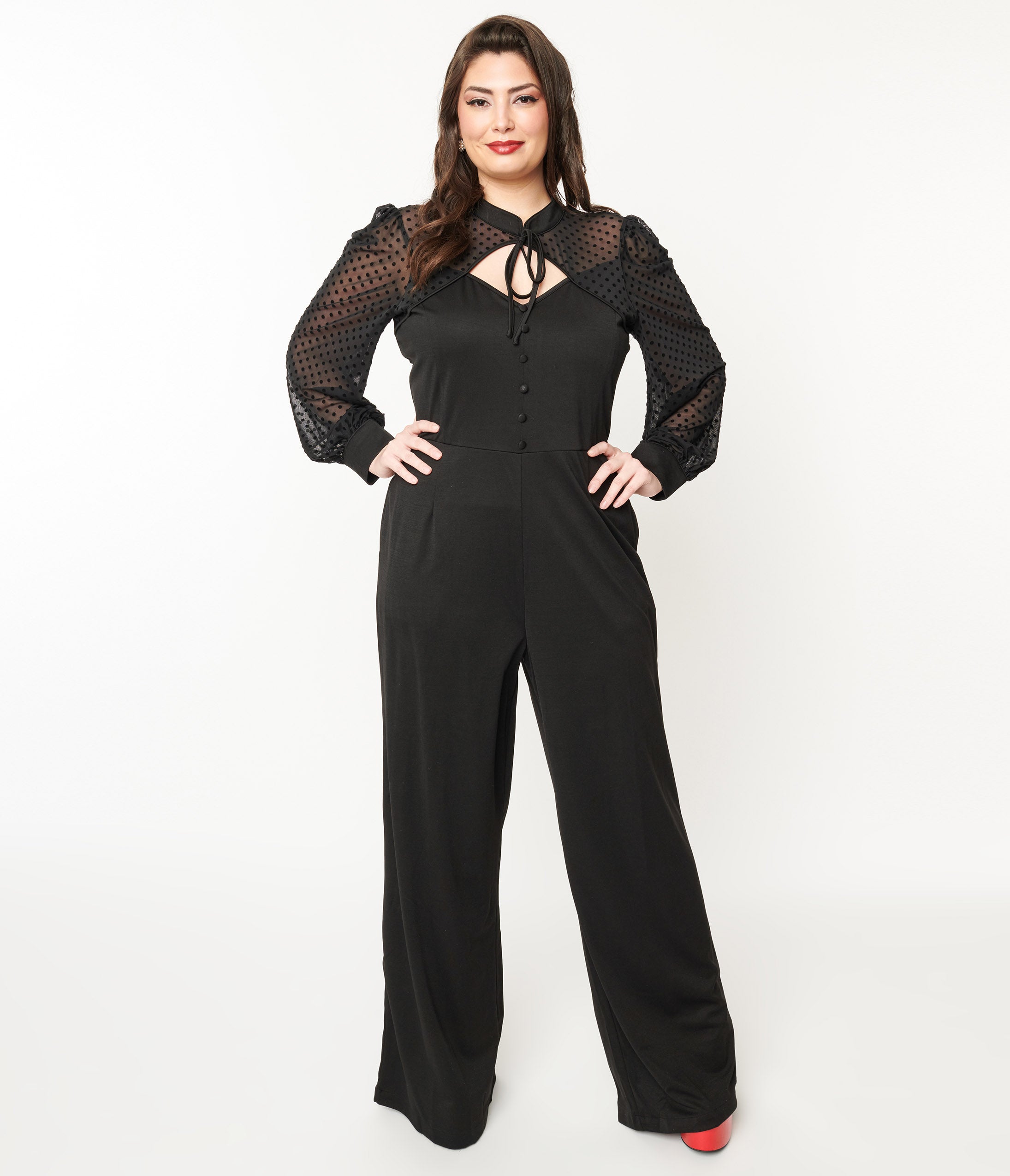 Long sleeve black jumpsuit plus size online