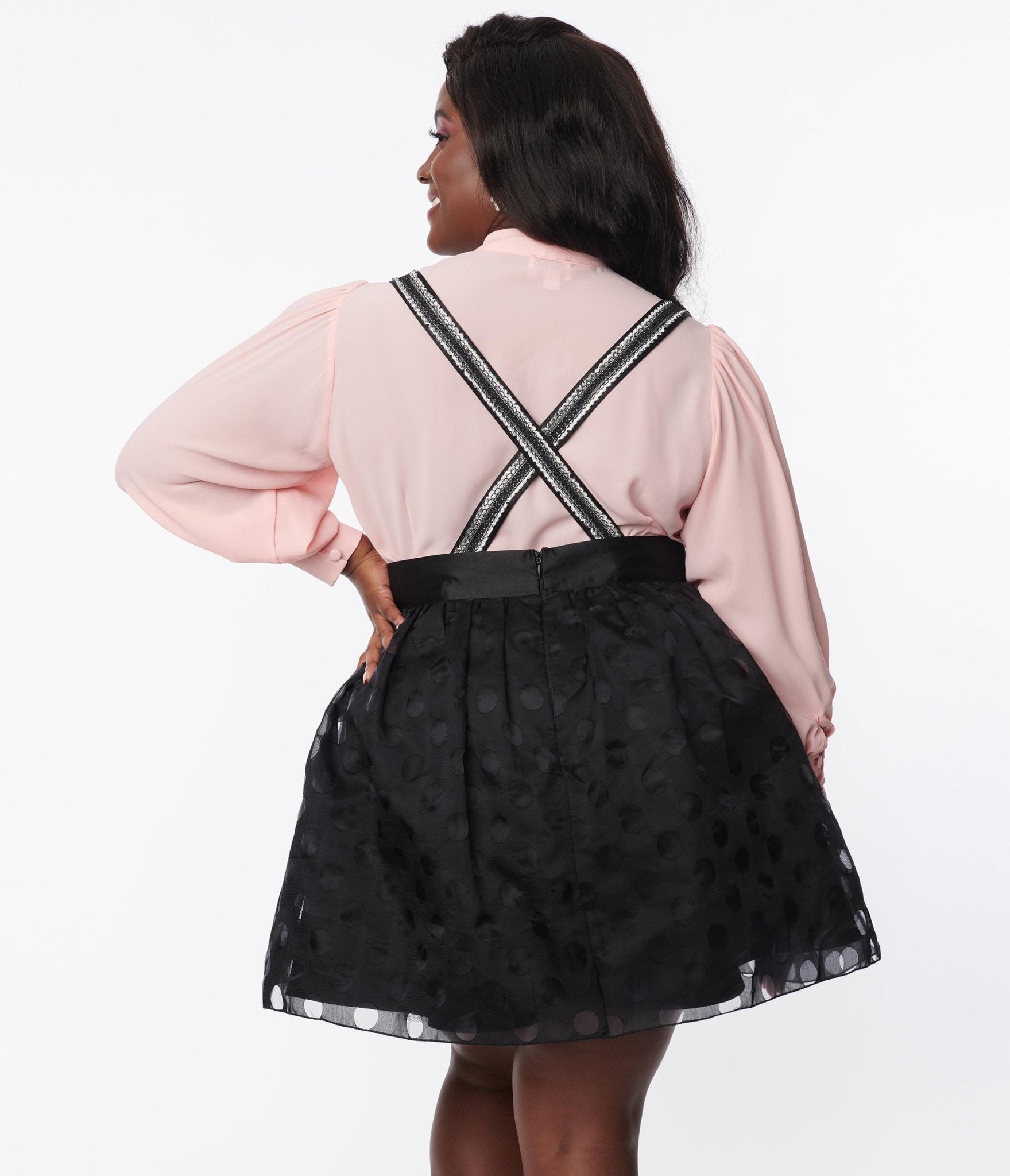 Unique Vintage Plus Size Black Polka Dot Tulle Suspender Mini Skirt - Unique Vintage - Womens, BOTTOMS, SKIRTS