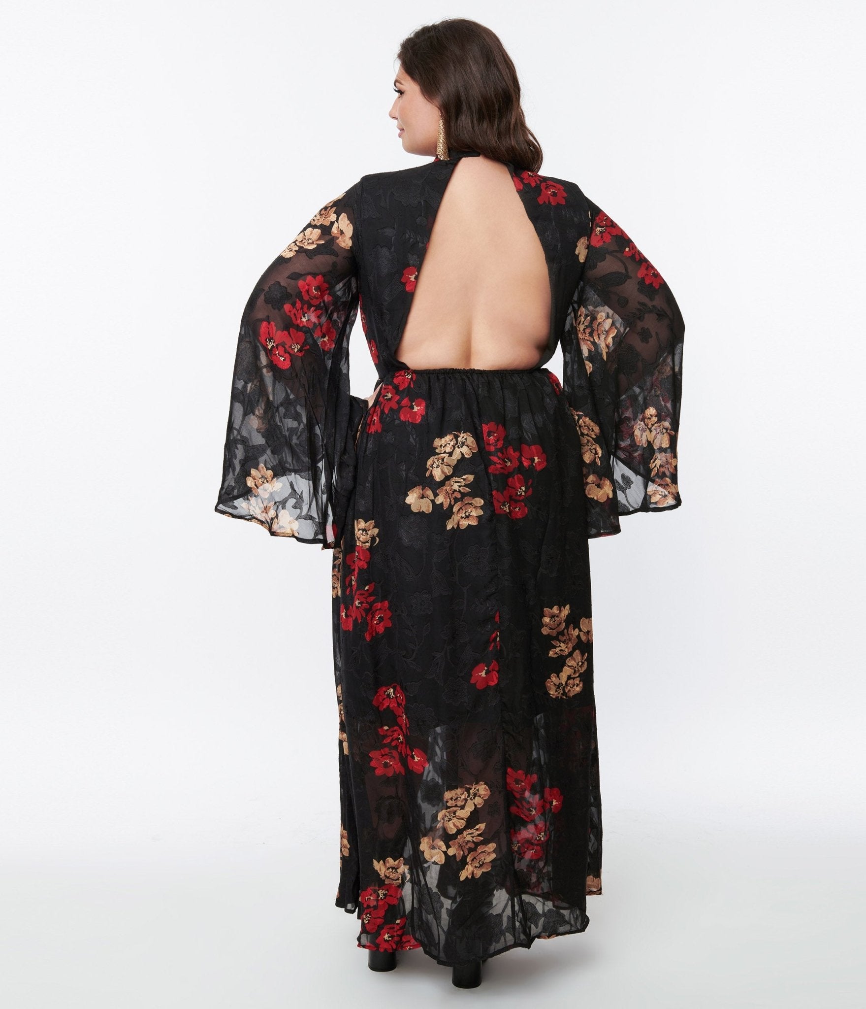 Black maxi dress bell sleeves new arrivals