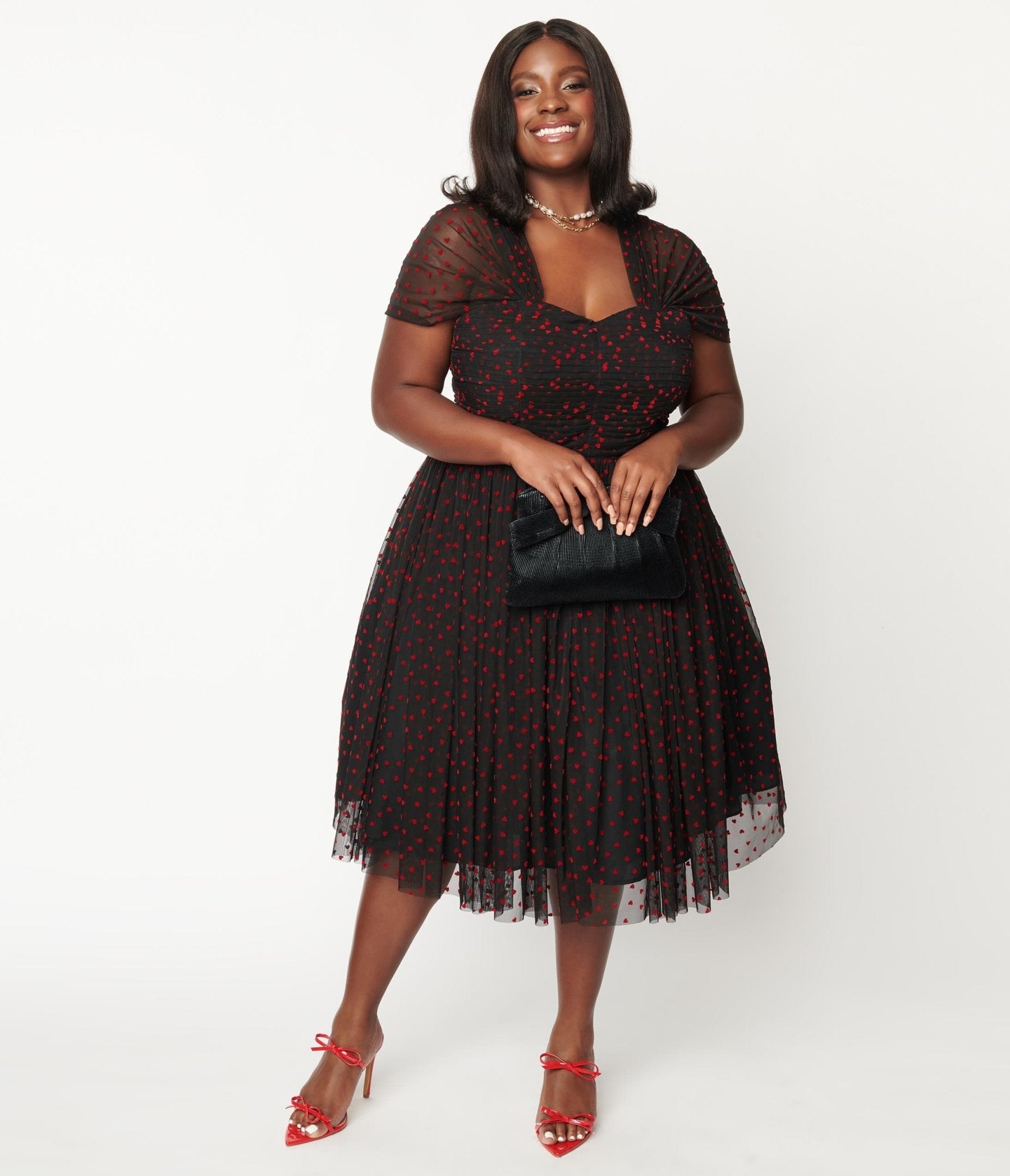 Black dress red hearts online
