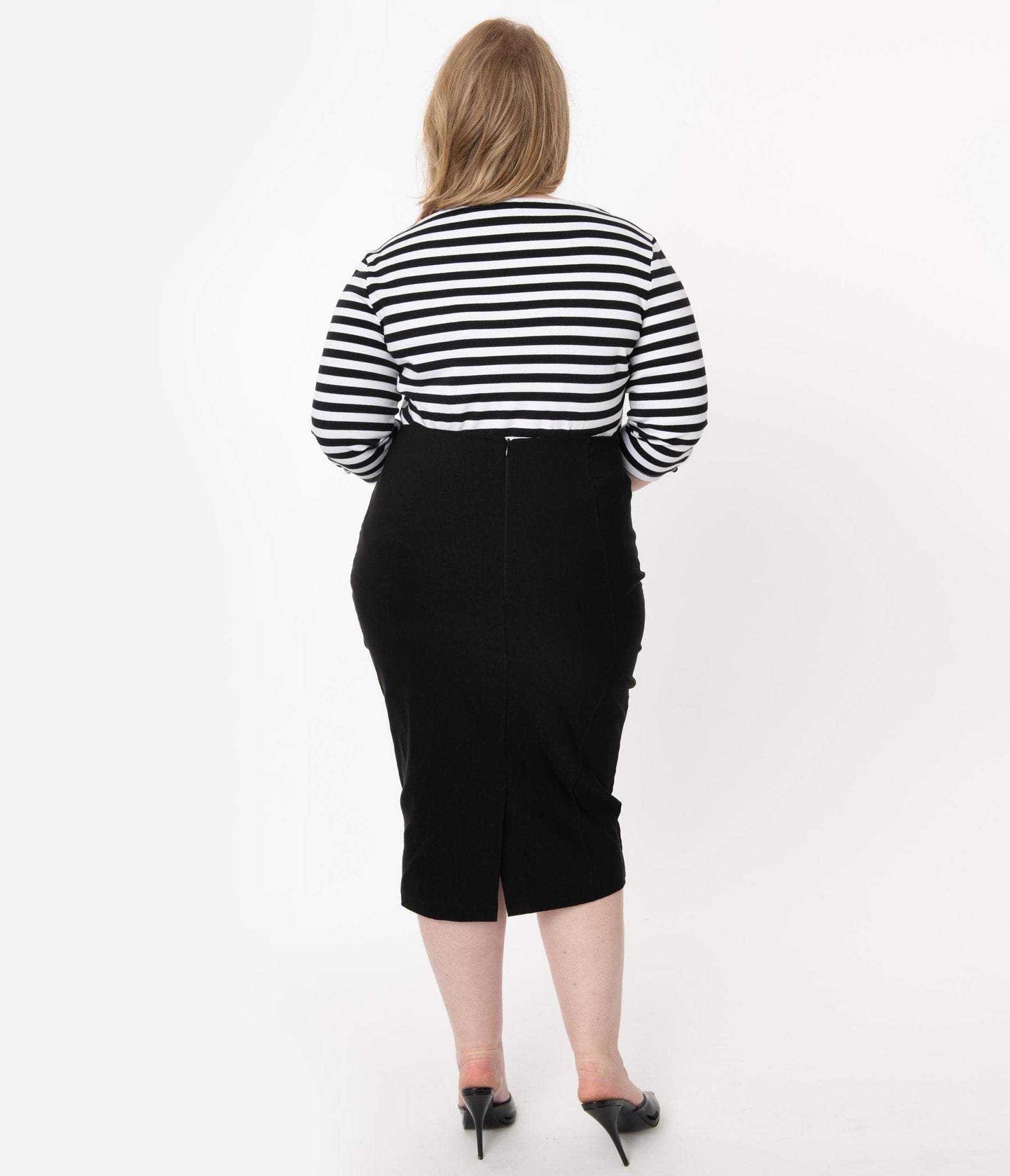 Unique Vintage Plus Size Black Sailor High Waist Sierra Pencil Skirt - Unique Vintage - Womens, BOTTOMS, SKIRTS