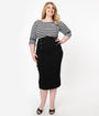 Unique Vintage Plus Size Black Sailor High Waist Sierra Pencil Skirt
