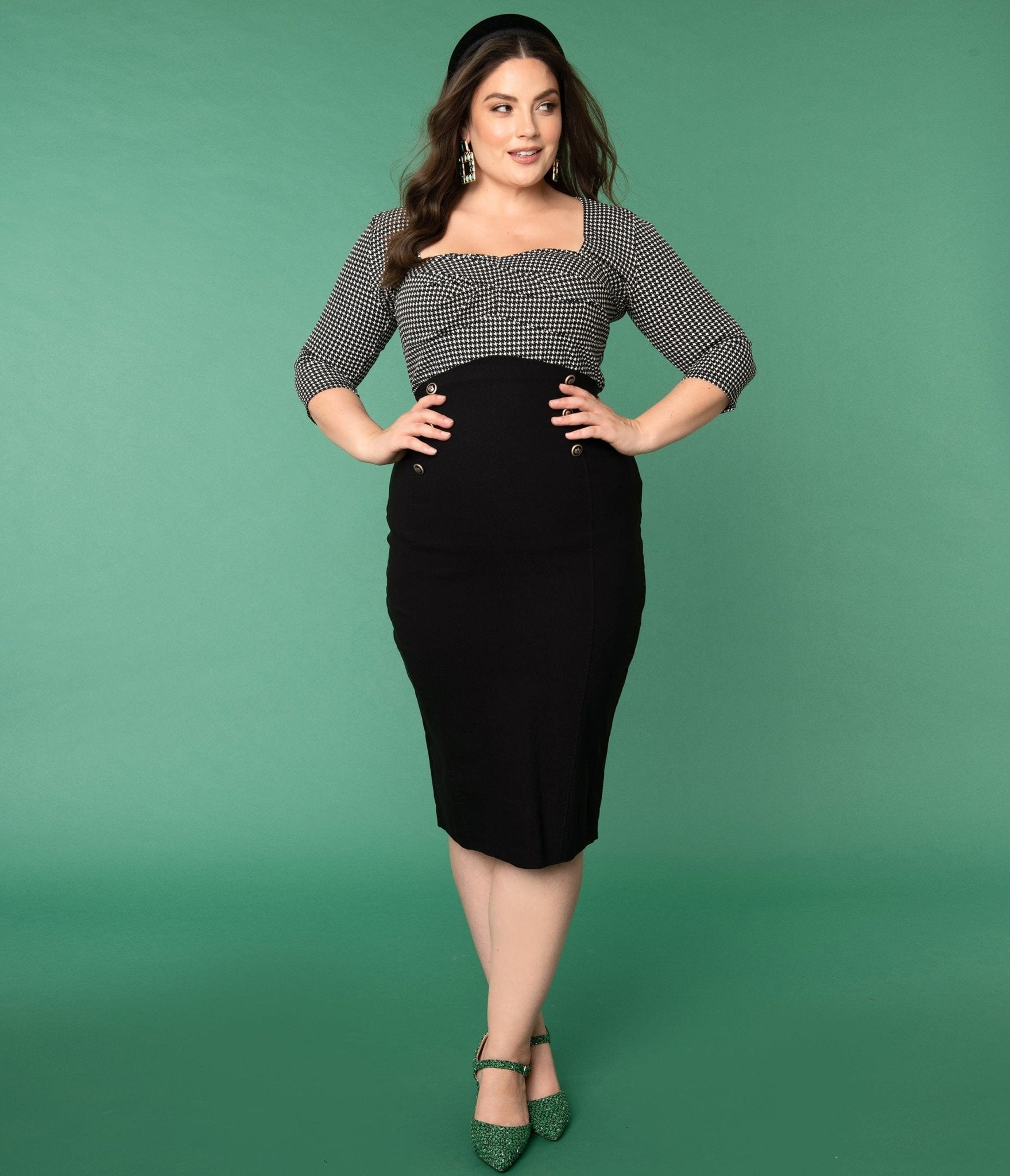 Unique Vintage Plus Size Black Sailor High Waist Sierra Pencil Skirt - Unique Vintage - Womens, BOTTOMS, SKIRTS
