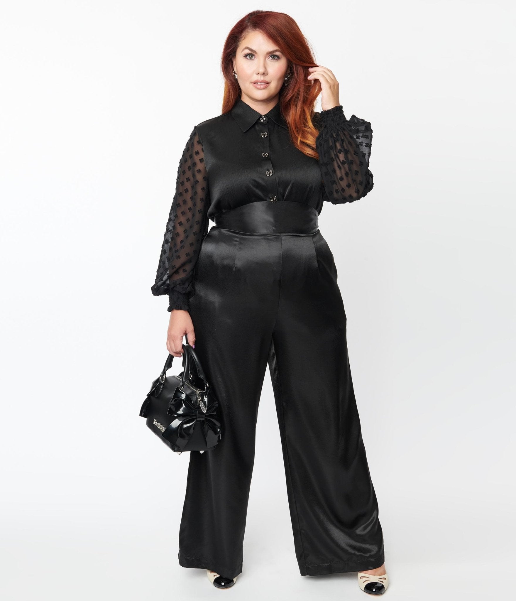 Vintage Satin High-Waisted Trousers - M