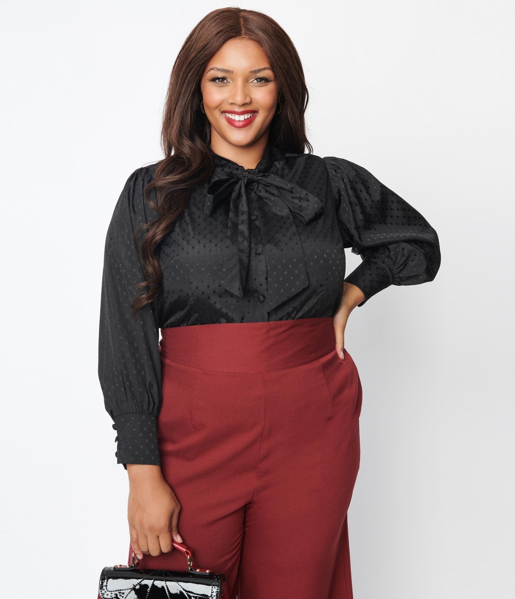 plus size black silk blouse