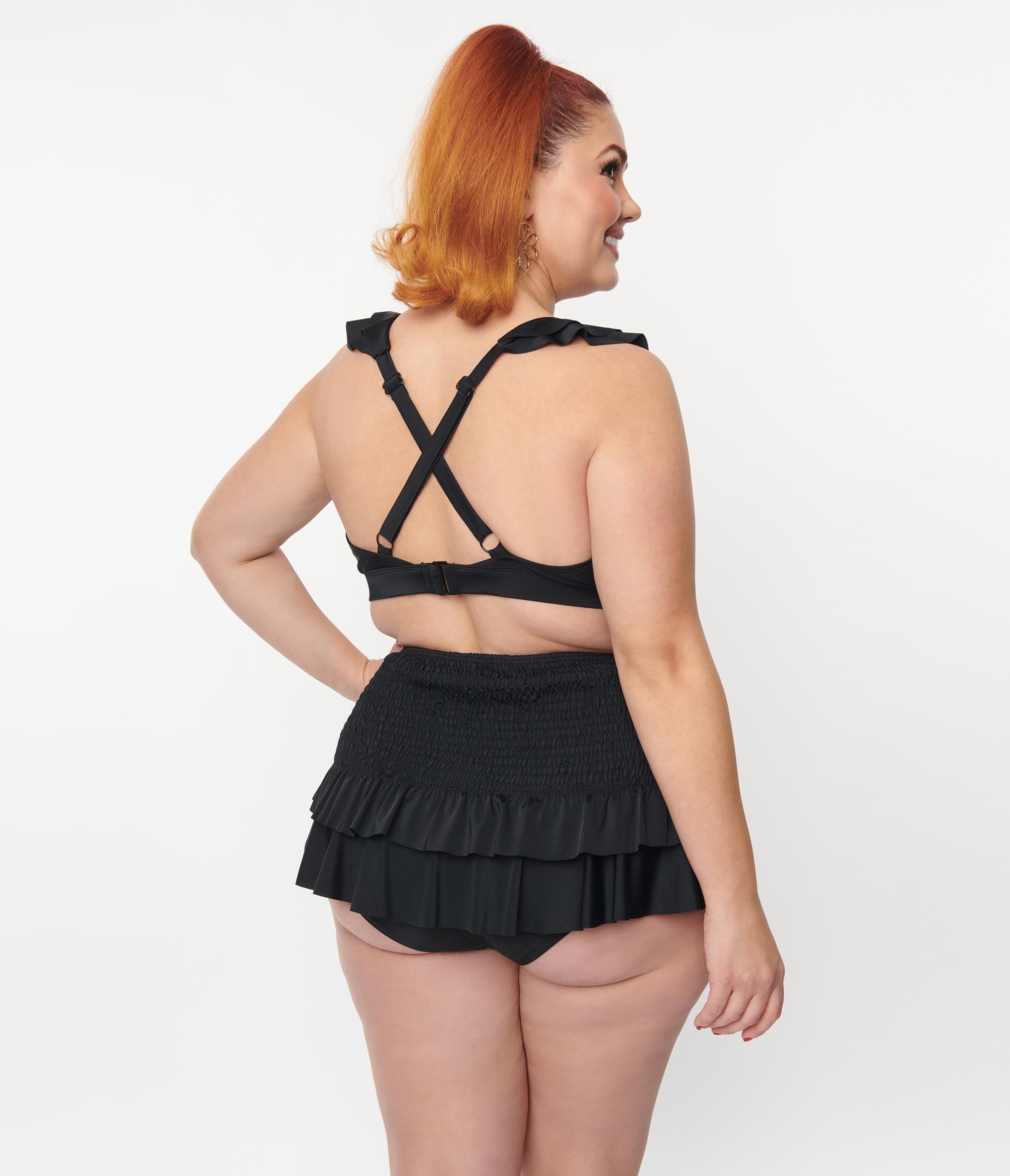 Plus size black swim bottoms discount