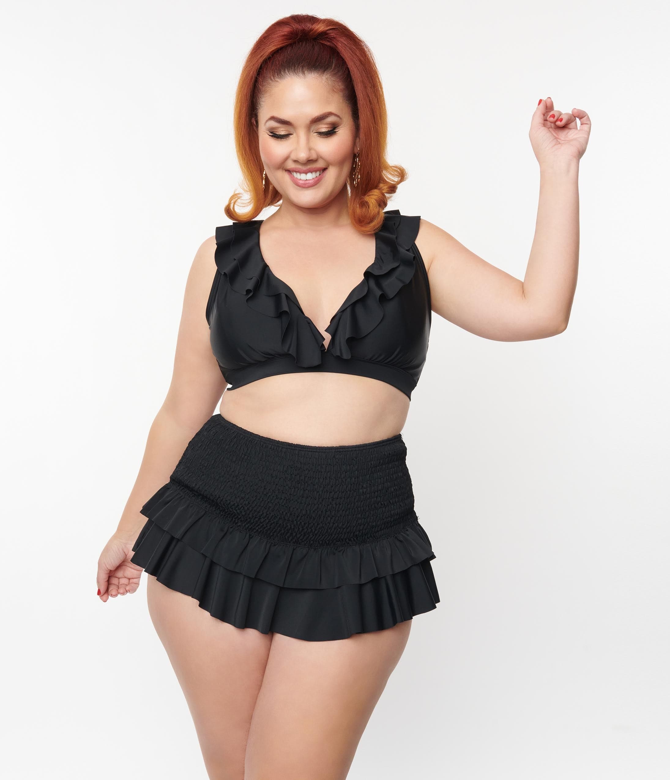 Ruffle black bikini bottom store