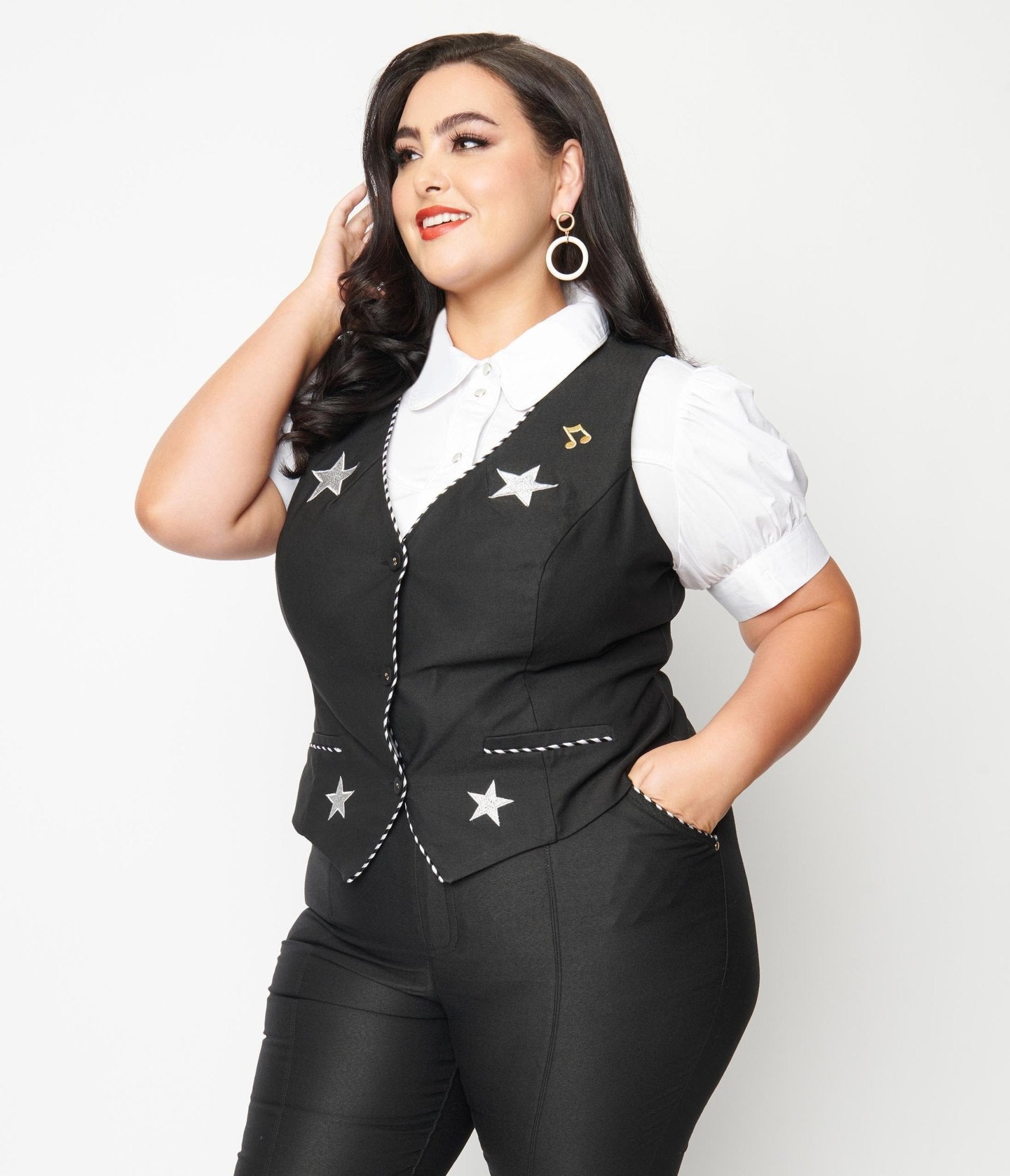 Plus size outlet vest black
