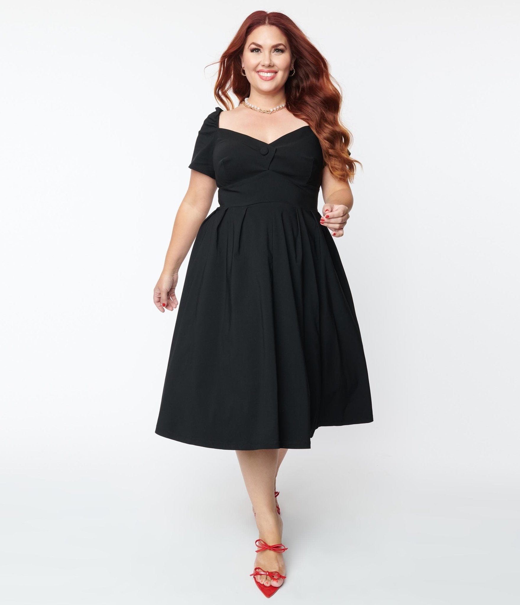 Unique Vintage Plus Size Black Sweetheart Midge Swing Dress - Unique Vintage - Womens, DRESSES, SWING