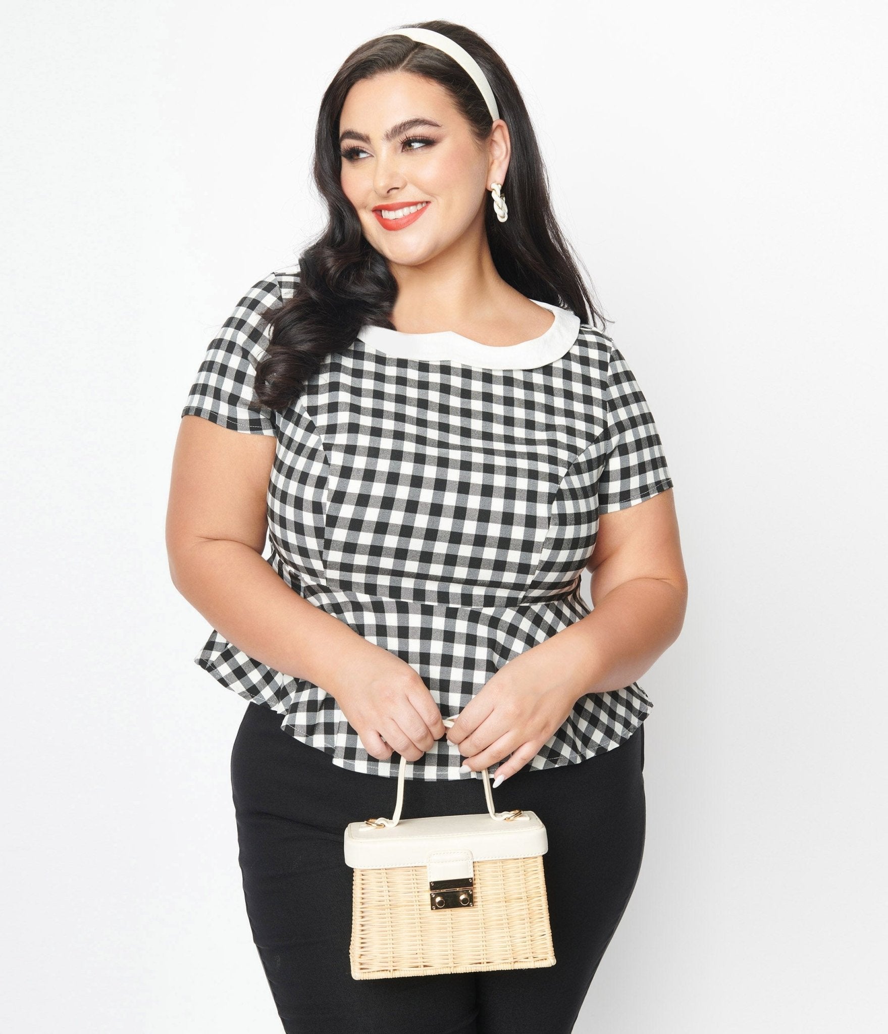 White peplum plus size top on sale
