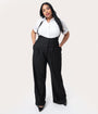 Unique Vintage Plus Size 1930s Black & White Pin Stripe Thelma Suspender Pants