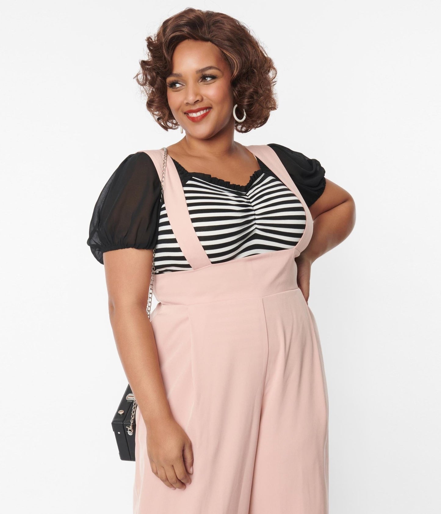 Unique Vintage Plus Size Black & White Striped Short Sleeve Bodysuit - Unique Vintage - Womens, TOPS, BODYSUITS