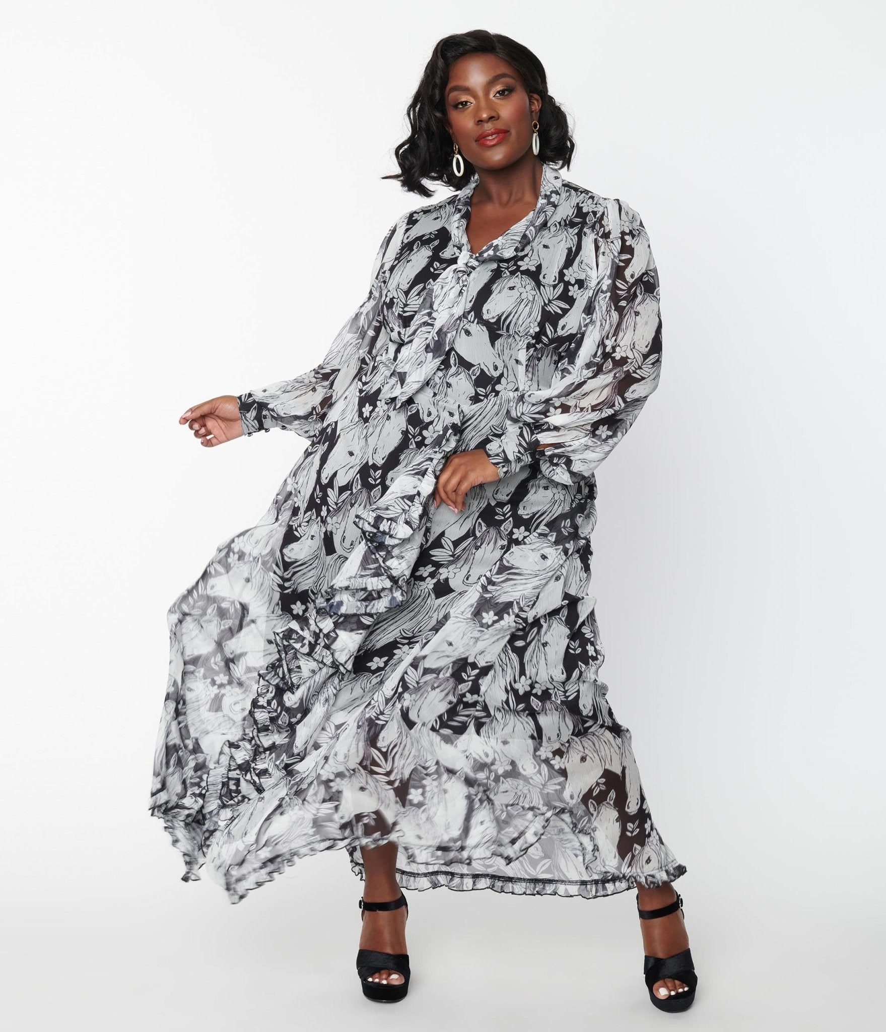 Black and white plus size maxi dress shop