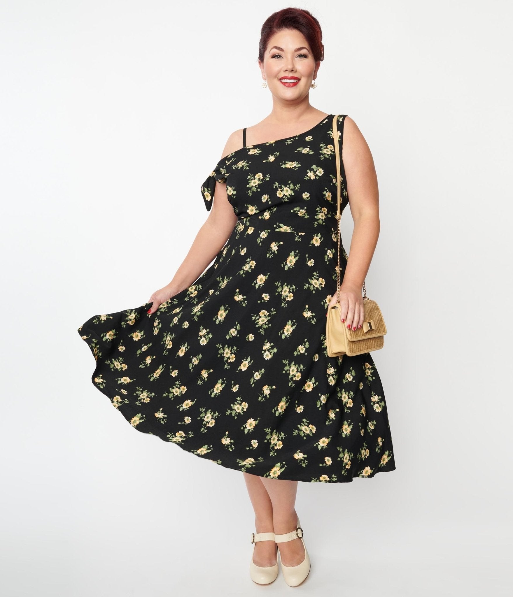 Plus size top yellow swing dress
