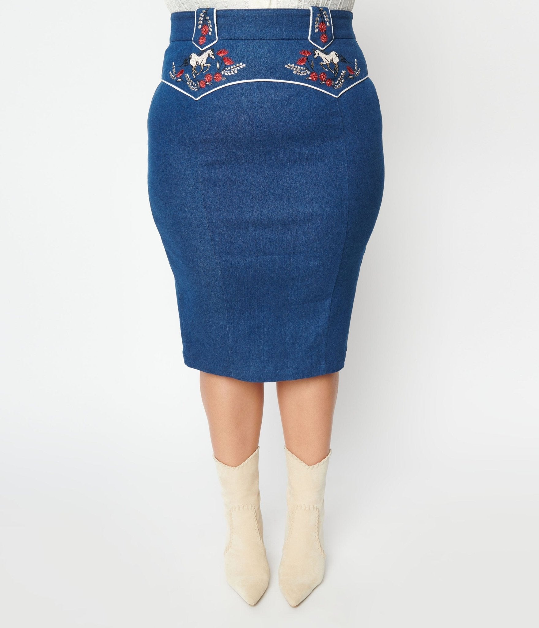 Vintage denim pencil skirt hotsell