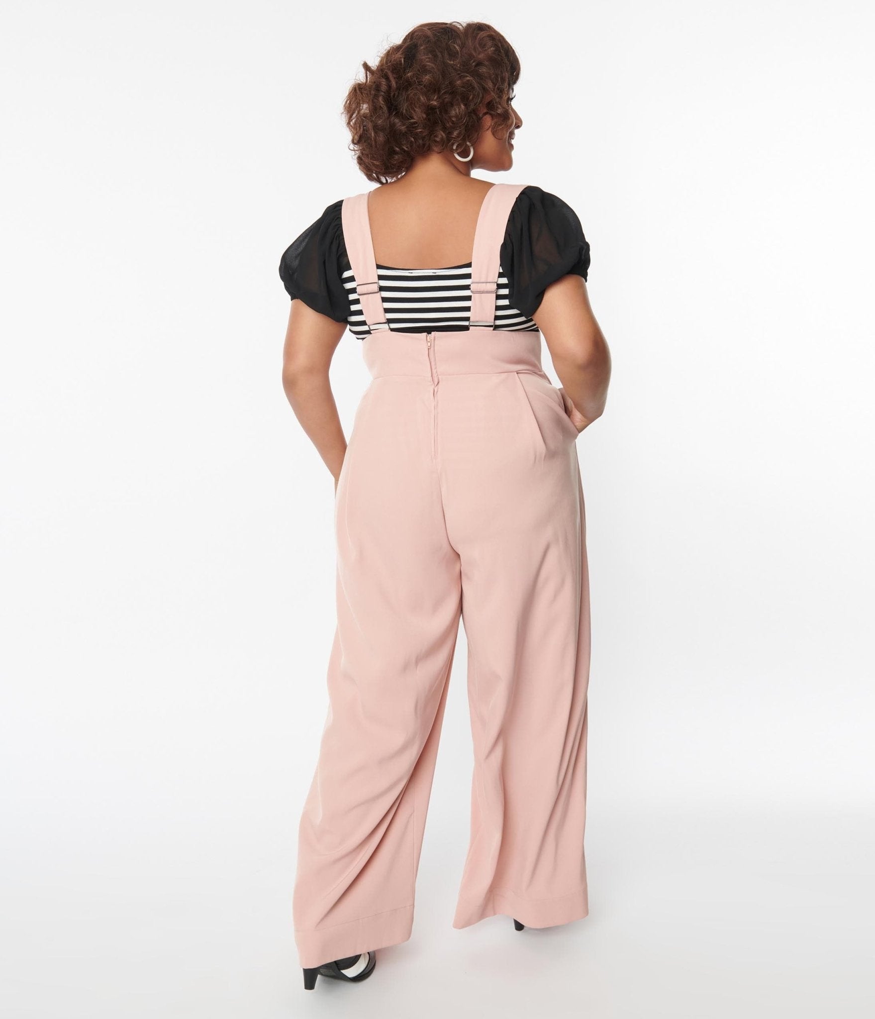 Unique Vintage Plus Size Blush Rochelle Suspender Pants - Unique Vintage - Womens, BOTTOMS, PANTS