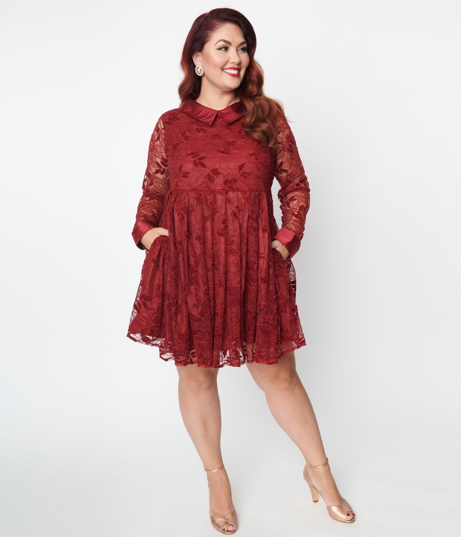 Red babydoll dress plus size 2025
