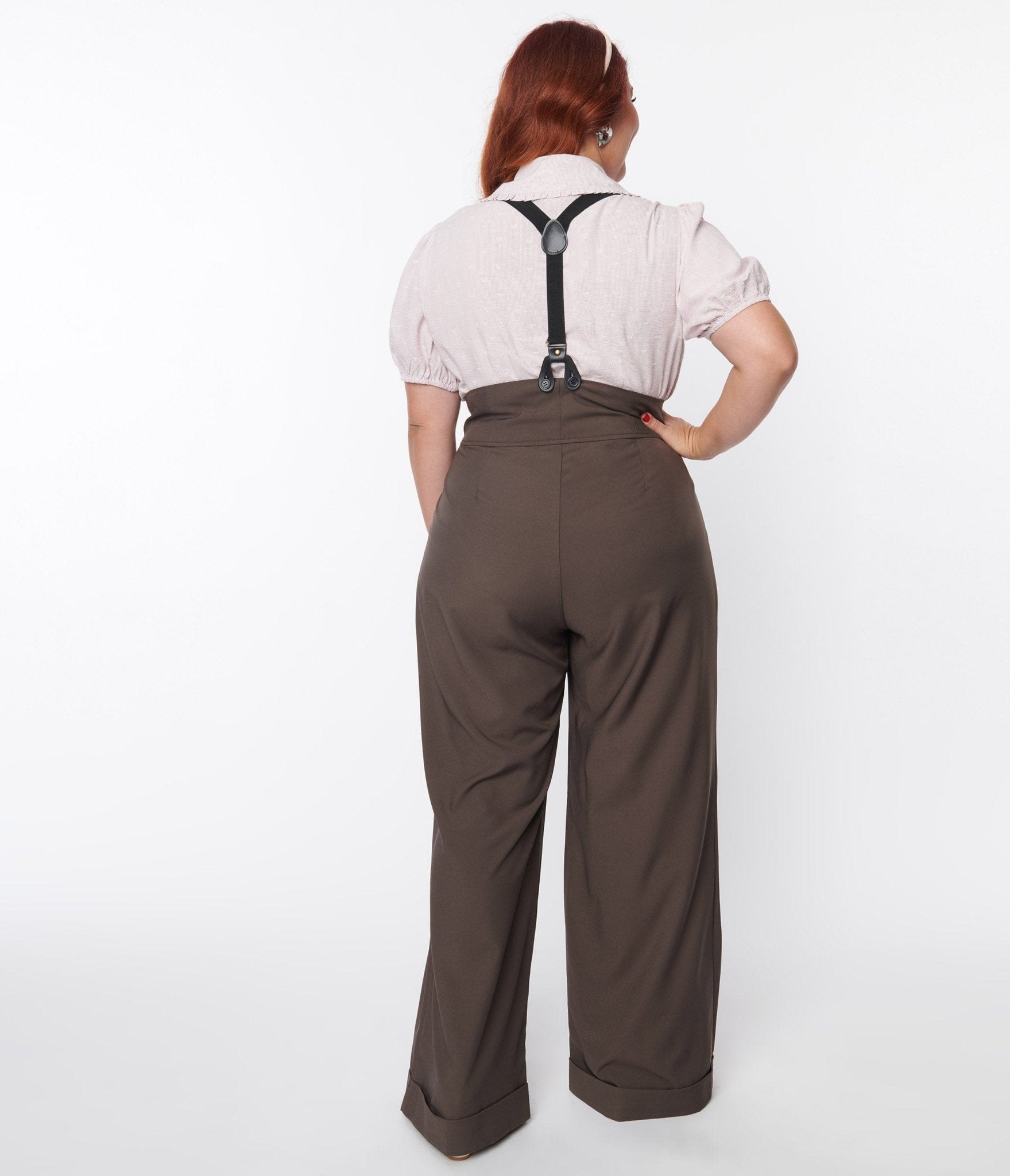 Unique Vintage Plus Size Charcoal Grey Thelma Suspender Pants - Unique Vintage - Womens, BOTTOMS, PANTS