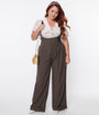 Unique Vintage Plus Size 1930s Charcoal Grey Thelma Suspender Pants