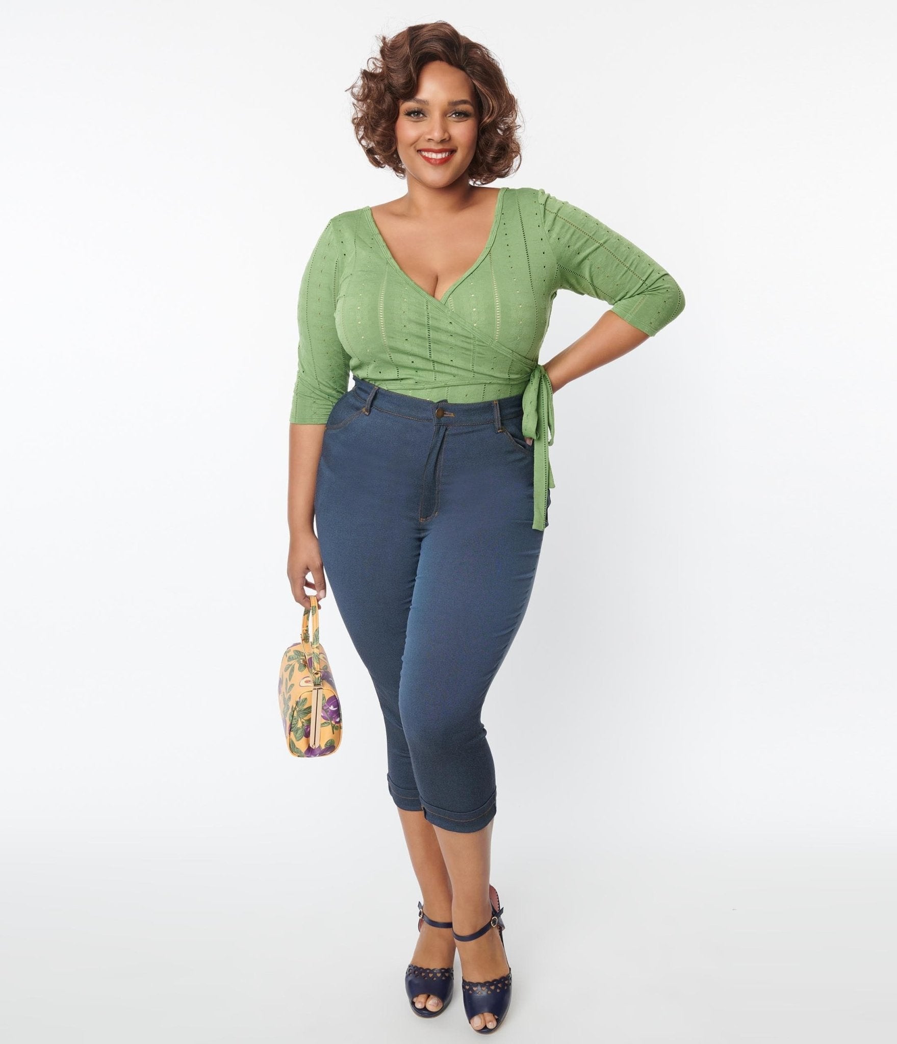 Plus size denim capris shop