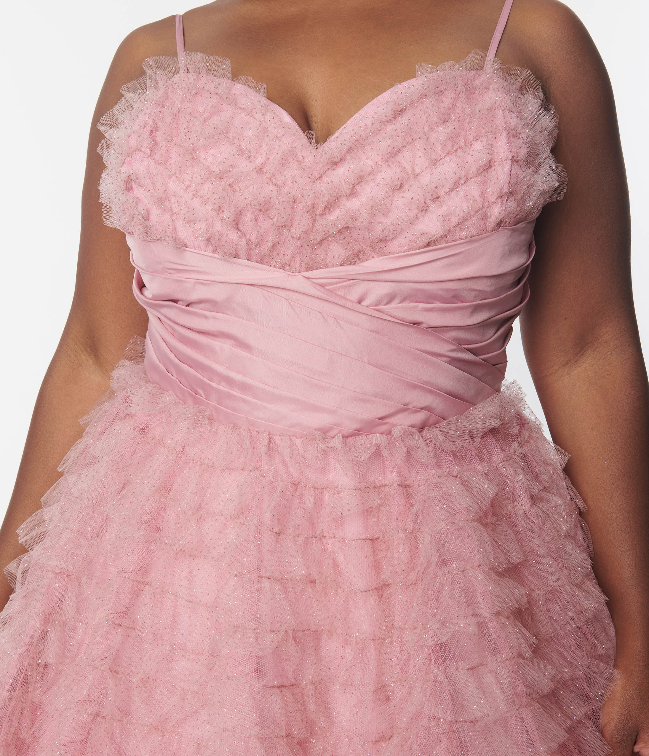 Unique Vintage Plus Size Dusty Rose Glitter Tulle Cupcake Swing Dress