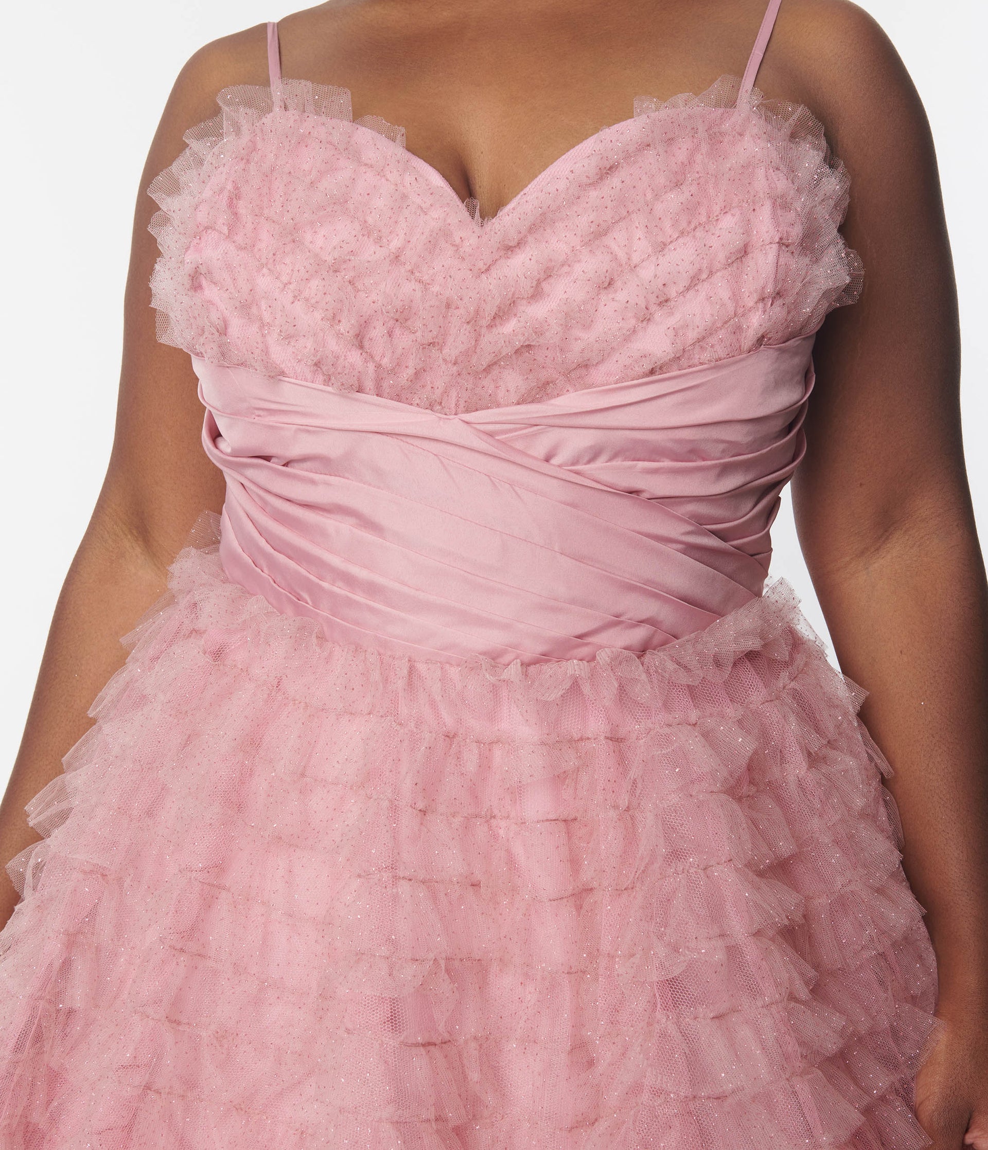 Unique Vintage Plus Size Dusty Rose Glitter Tulle Cupcake Swing Dress - Unique Vintage - Womens, DRESSES, PROM AND SPECIAL OCCASION