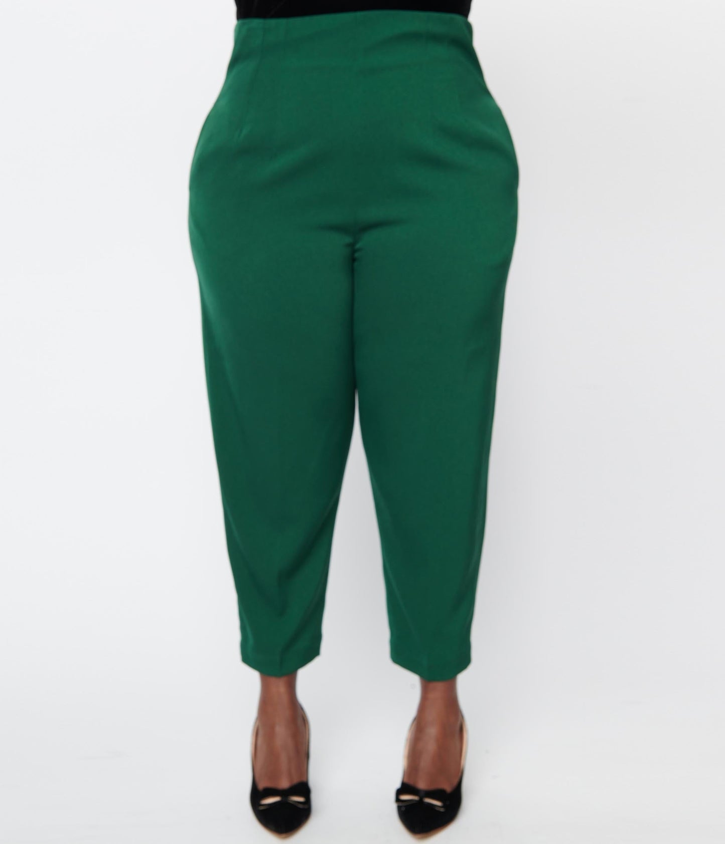 Unique Vintage Plus Size Emerald Front Pleat Pants - Unique Vintage - Womens, BOTTOMS, PANTS