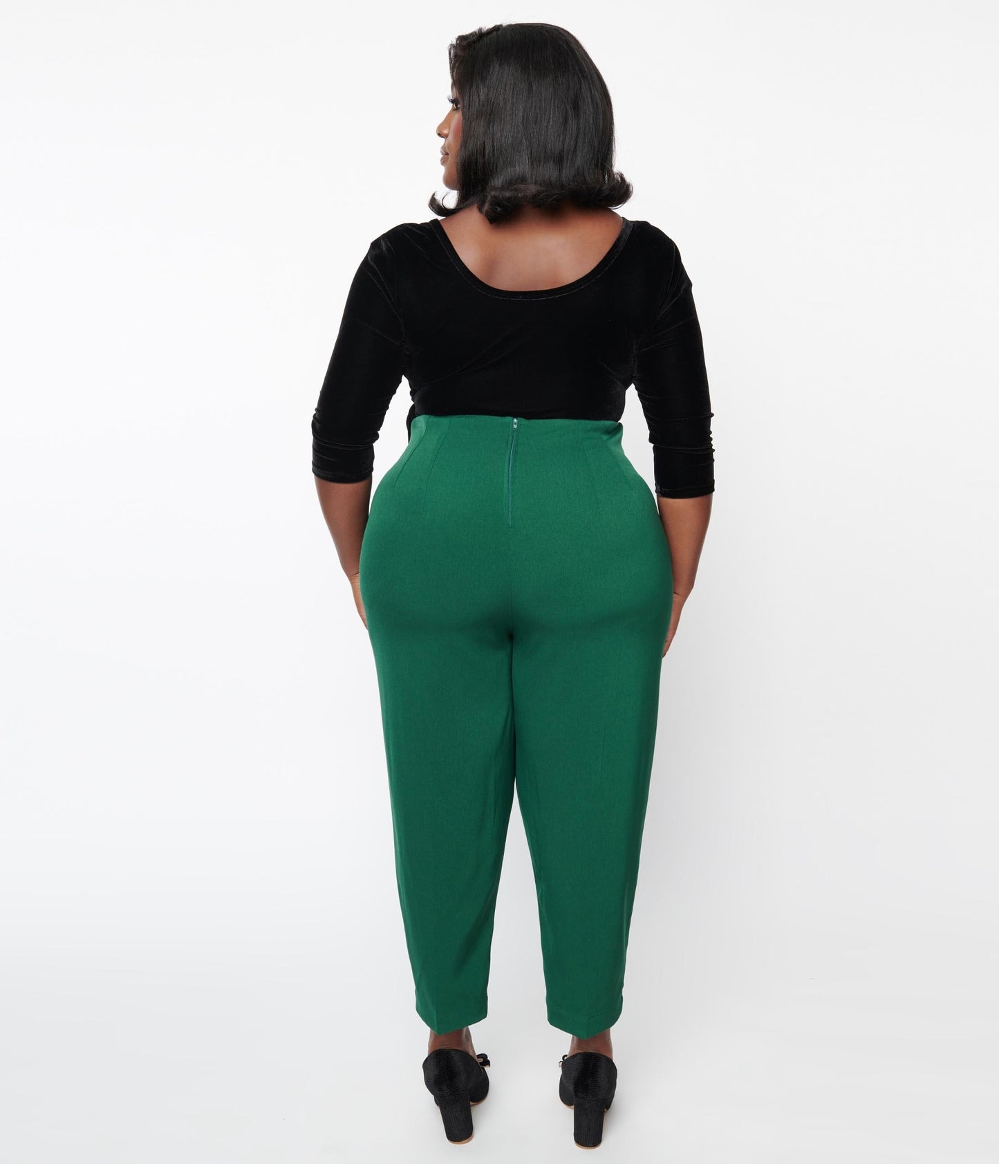 Unique Vintage Plus Size Emerald Front Pleat Pants - Unique Vintage - Womens, BOTTOMS, PANTS