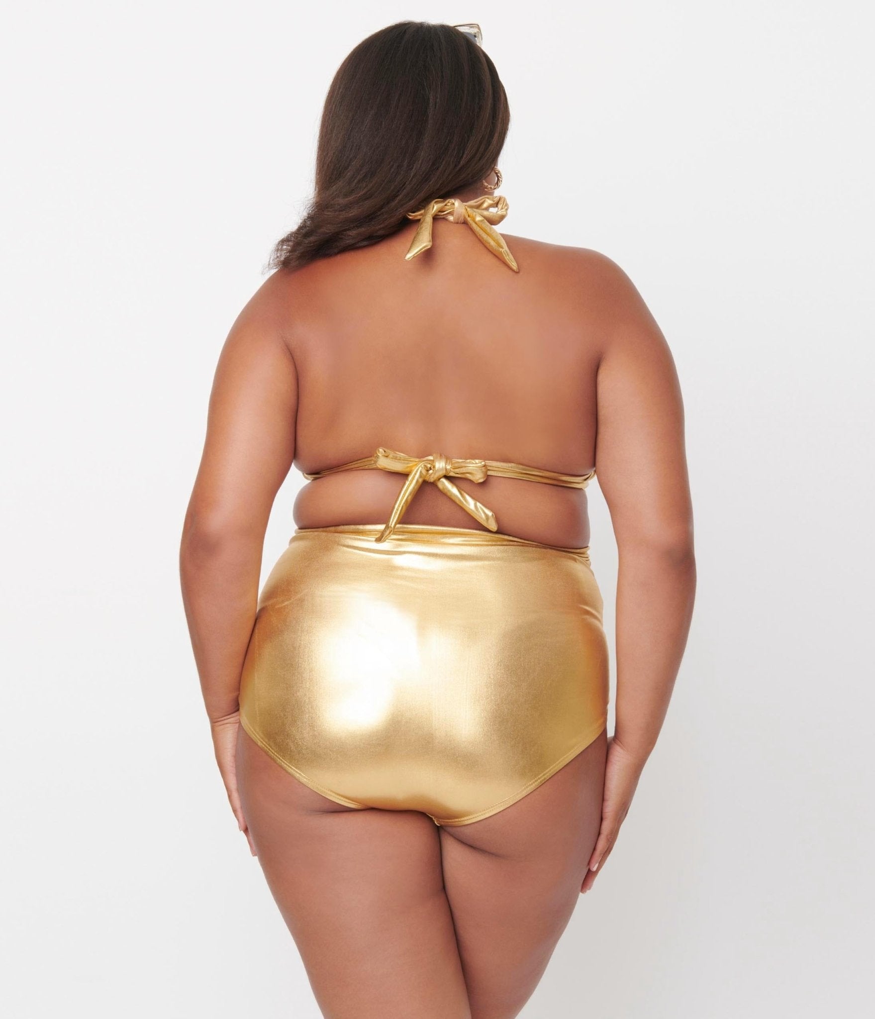 Unique Vintage Plus Size Gold Monroe High Waist Swim Bottom - Unique Vintage - Womens, SWIM, BOTTOM