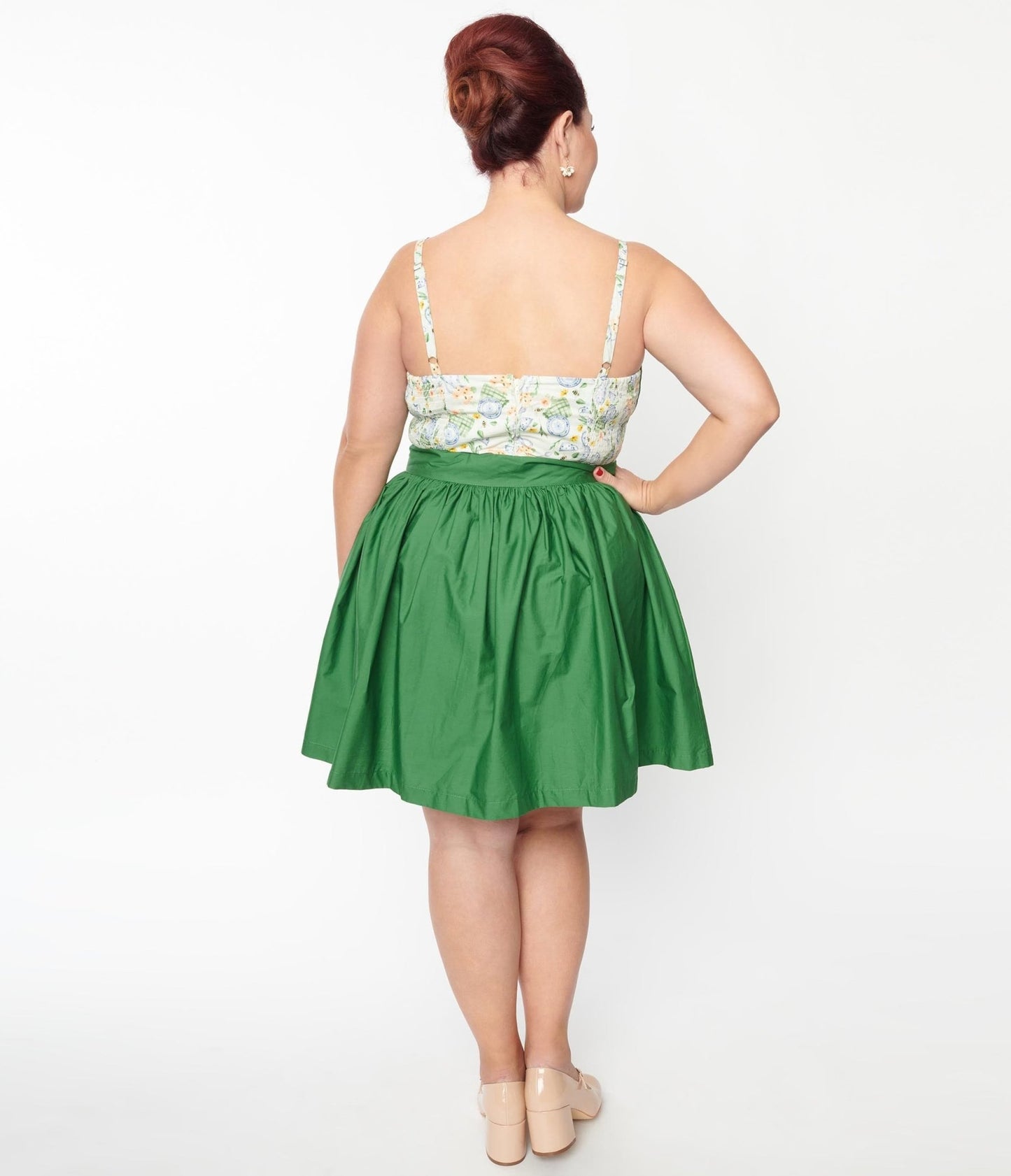 Unique Vintage Plus Size Green Gathered Mini Skirt - Unique Vintage - Womens, BOTTOMS, SKIRTS