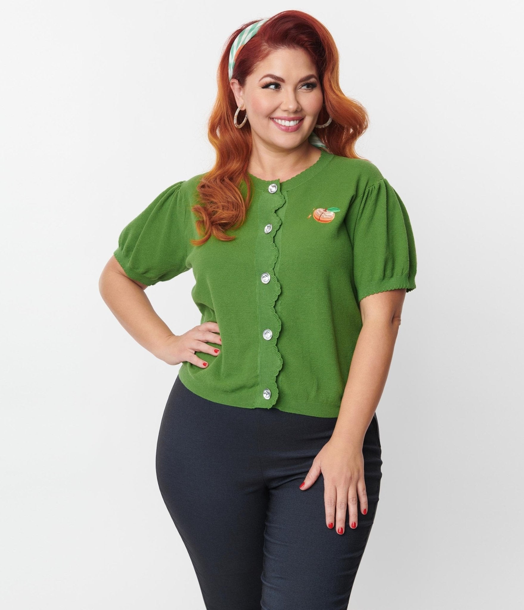 Women's plus size button up sweaters top