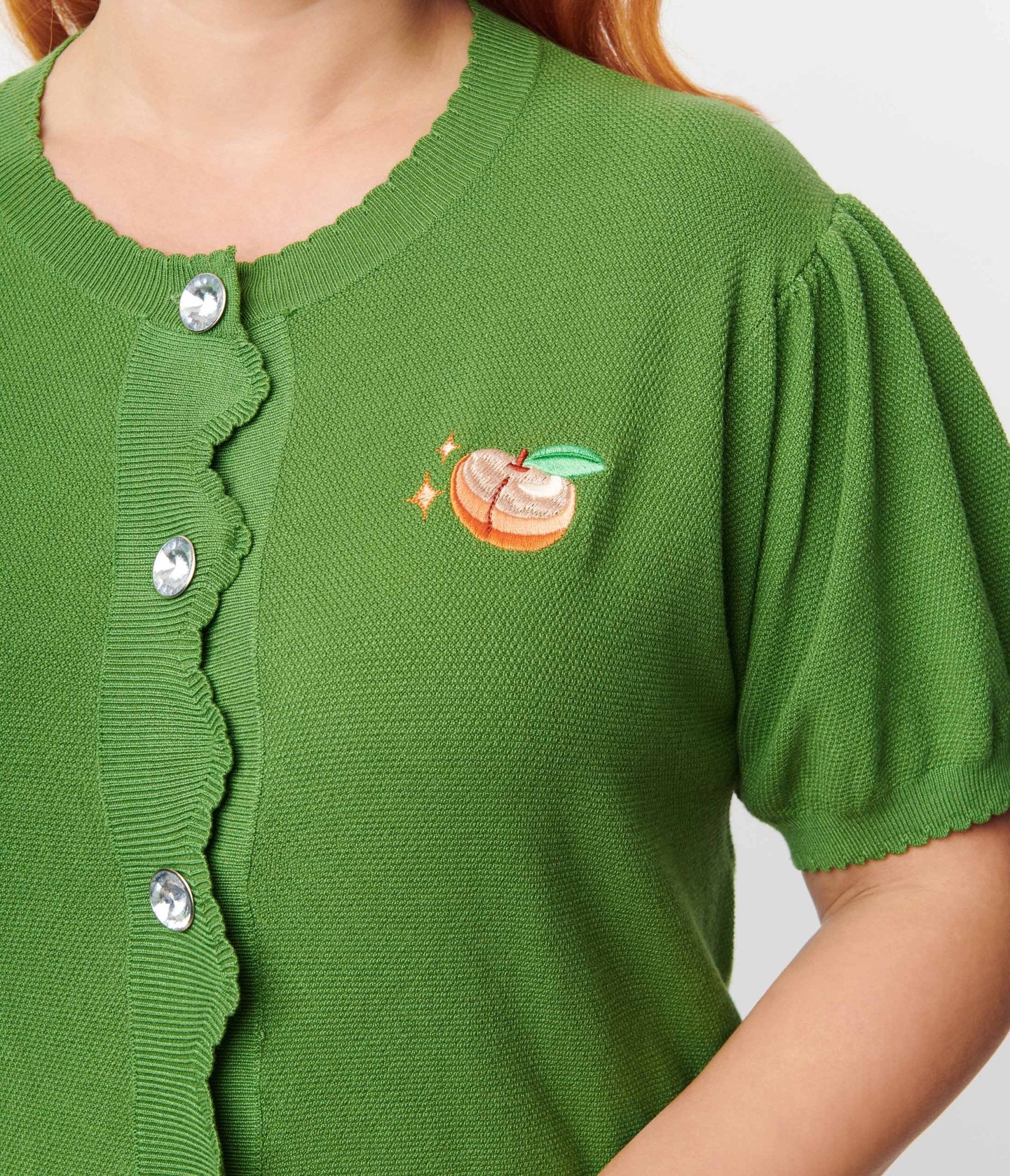 Unique Vintage Plus Size Green Peach Cardigan