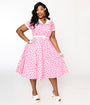 Unique Vintage Plus Size Hot Pink Heart Alexis Swing Dress