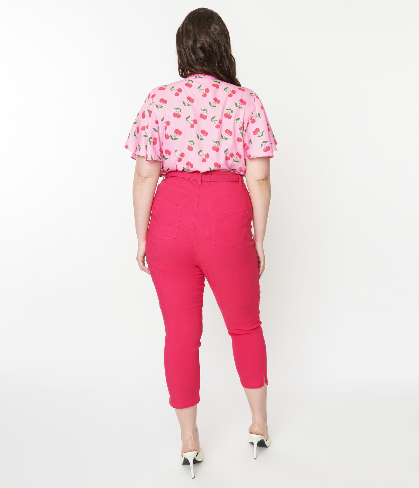 Unique Vintage Plus Size Hot Pink High Waist Rachelle Capri Pants - Unique Vintage - Womens, BOTTOMS, CAPRI