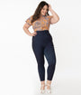 Unique Vintage Plus Size Indigo Denim High Waist Rizzo Pants