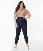 Unique Vintage Plus Size Indigo Denim High Waist Rizzo Pants - Unique Vintage - Womens, BOTTOMS, PANTS