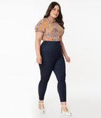 Unique Vintage Plus Size Indigo Denim High Waist Rizzo Pants - Unique Vintage - Womens, BOTTOMS, PANTS