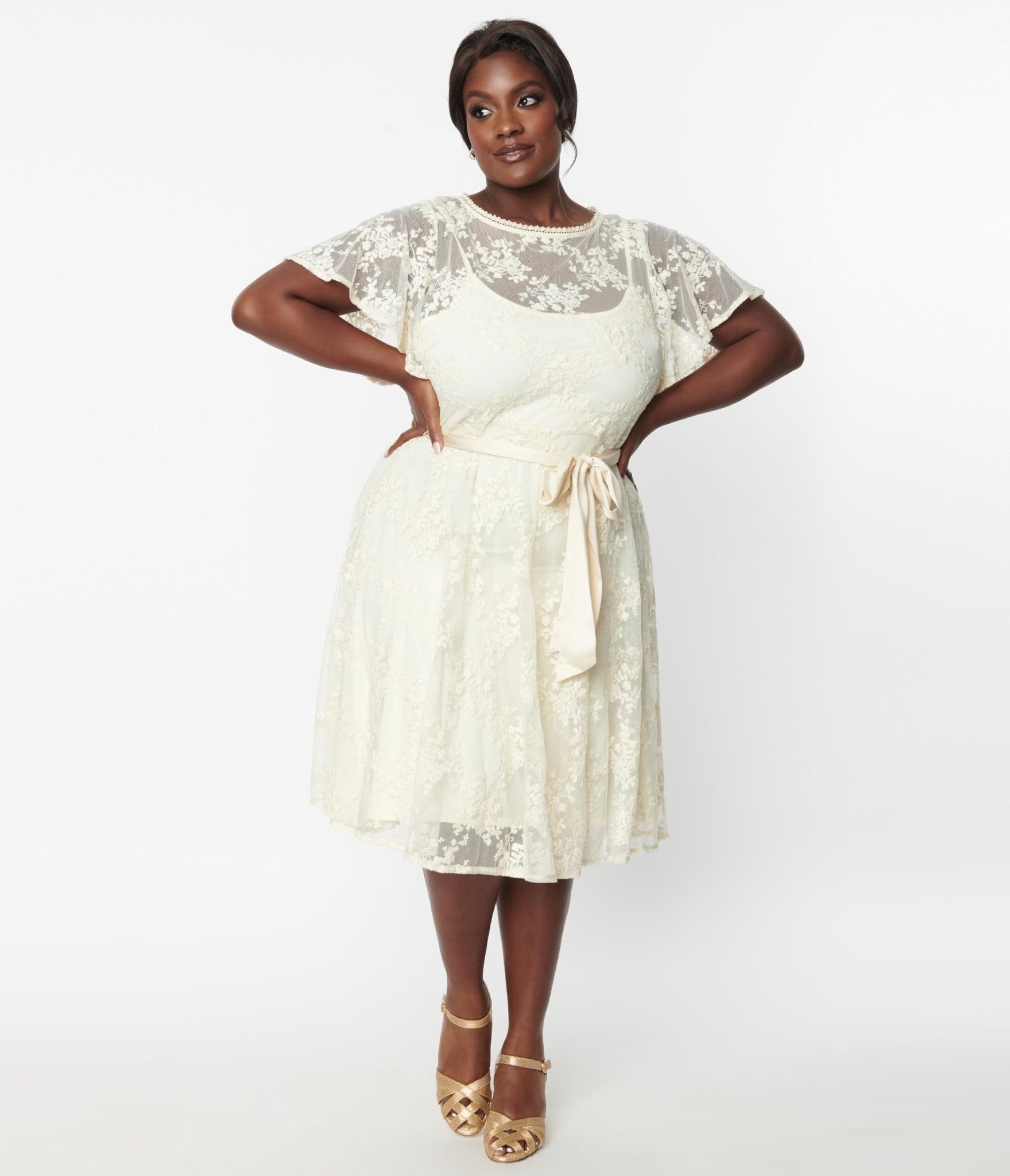 Vintage floral lace dress hot sale