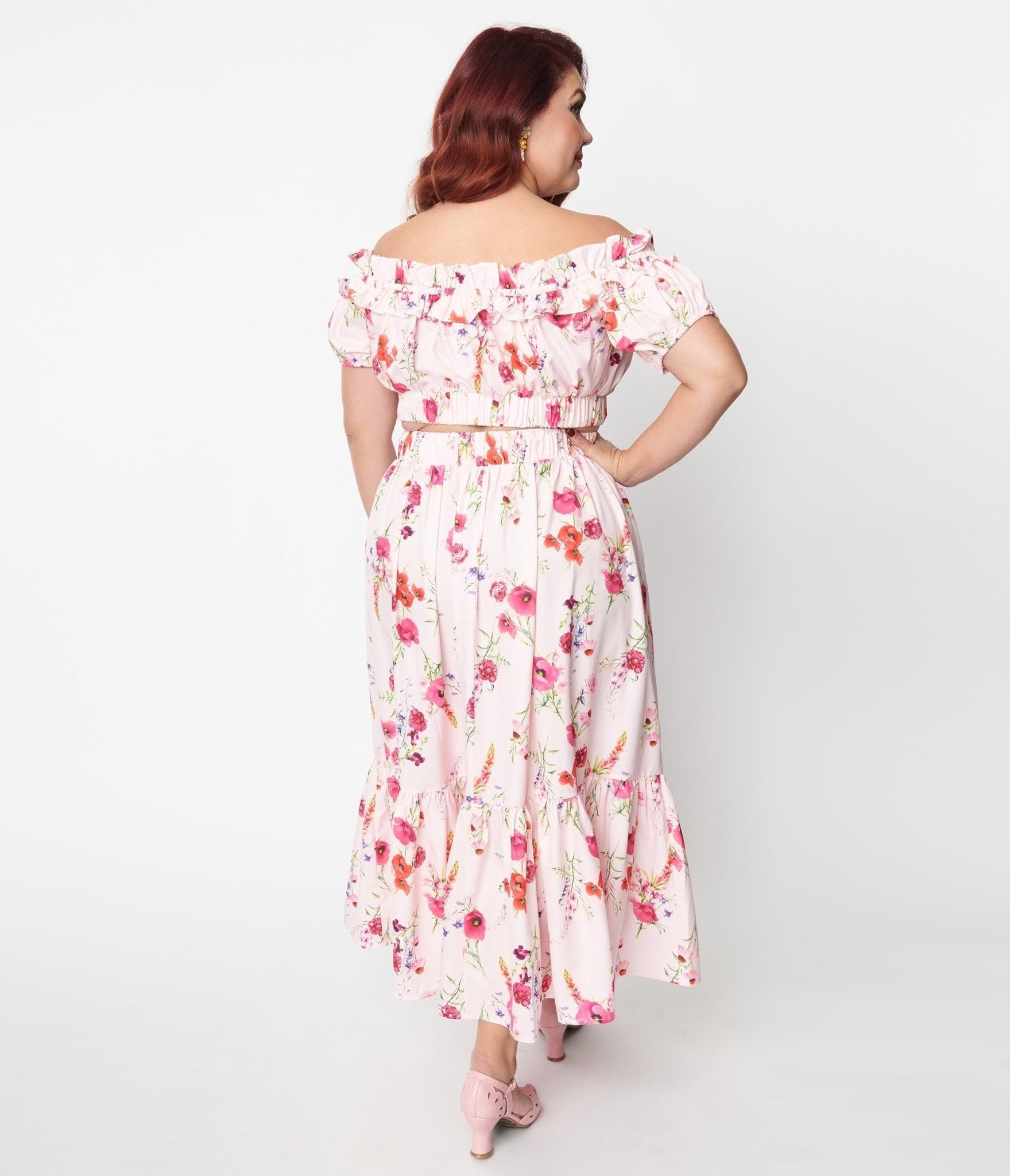 Pink floral deals vintage skirt