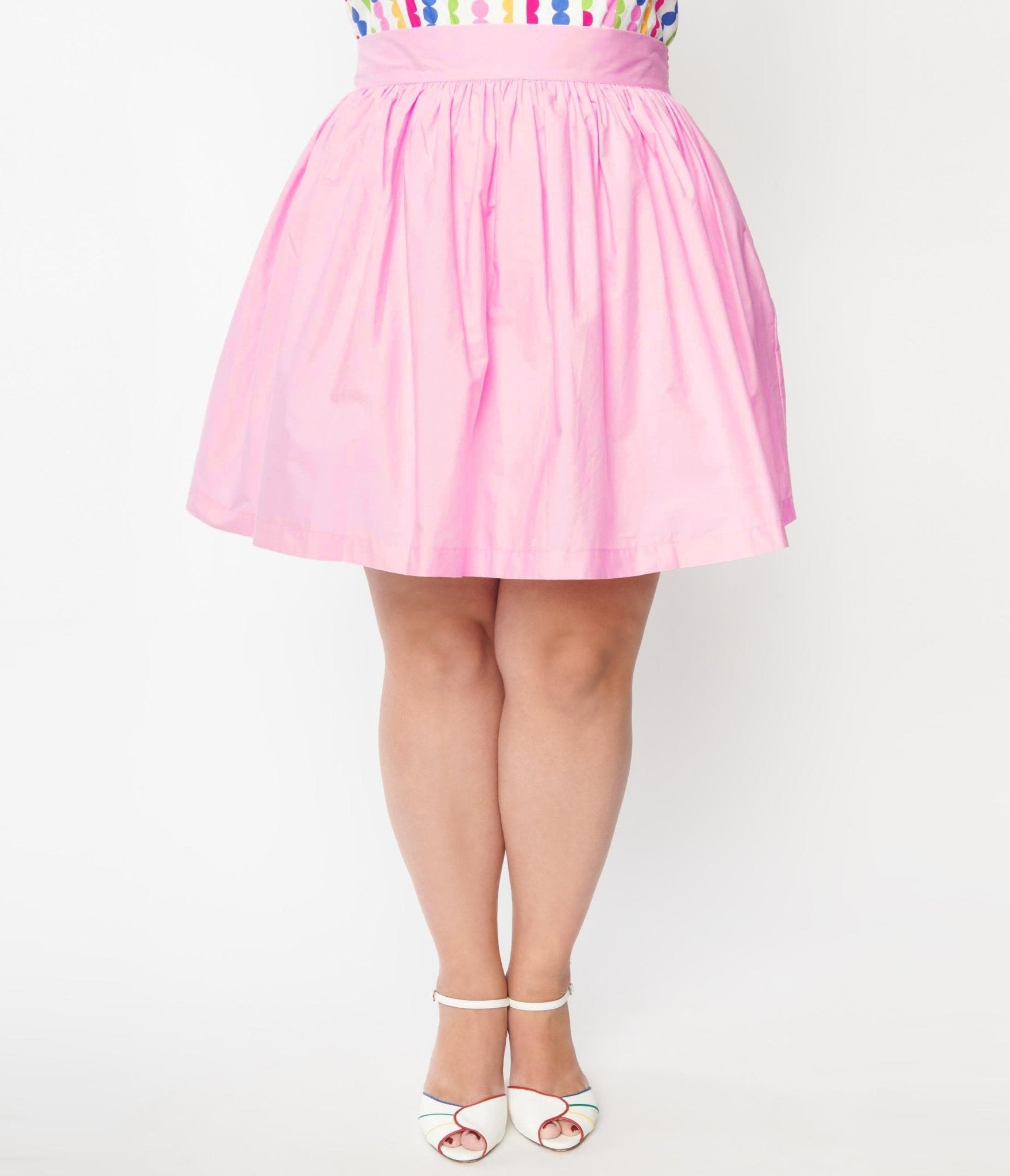Unique Vintage Plus Size Light Pink Gathered Mini Skirt - Unique Vintage - Womens, BOTTOMS, SKIRTS