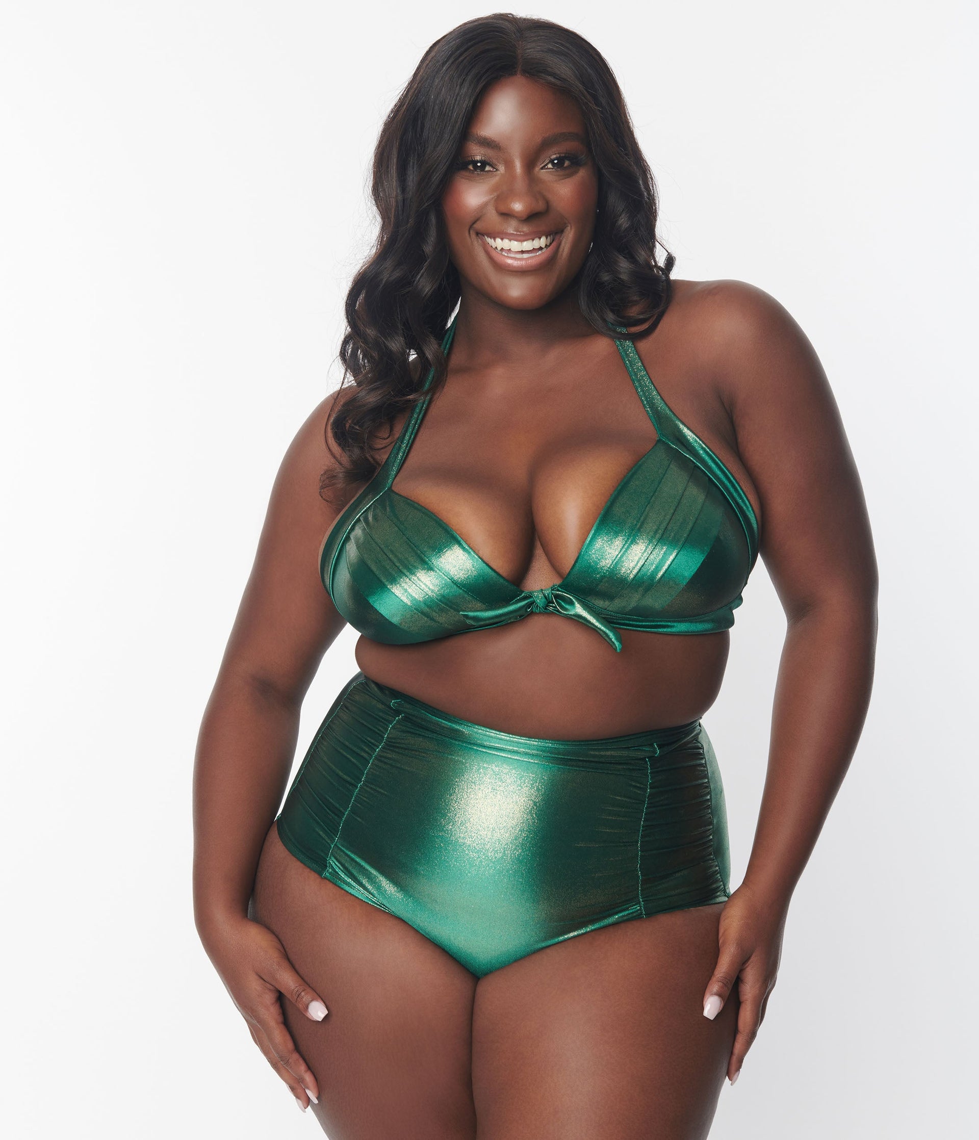 Plus Emerald Monroe Halter Swim Top