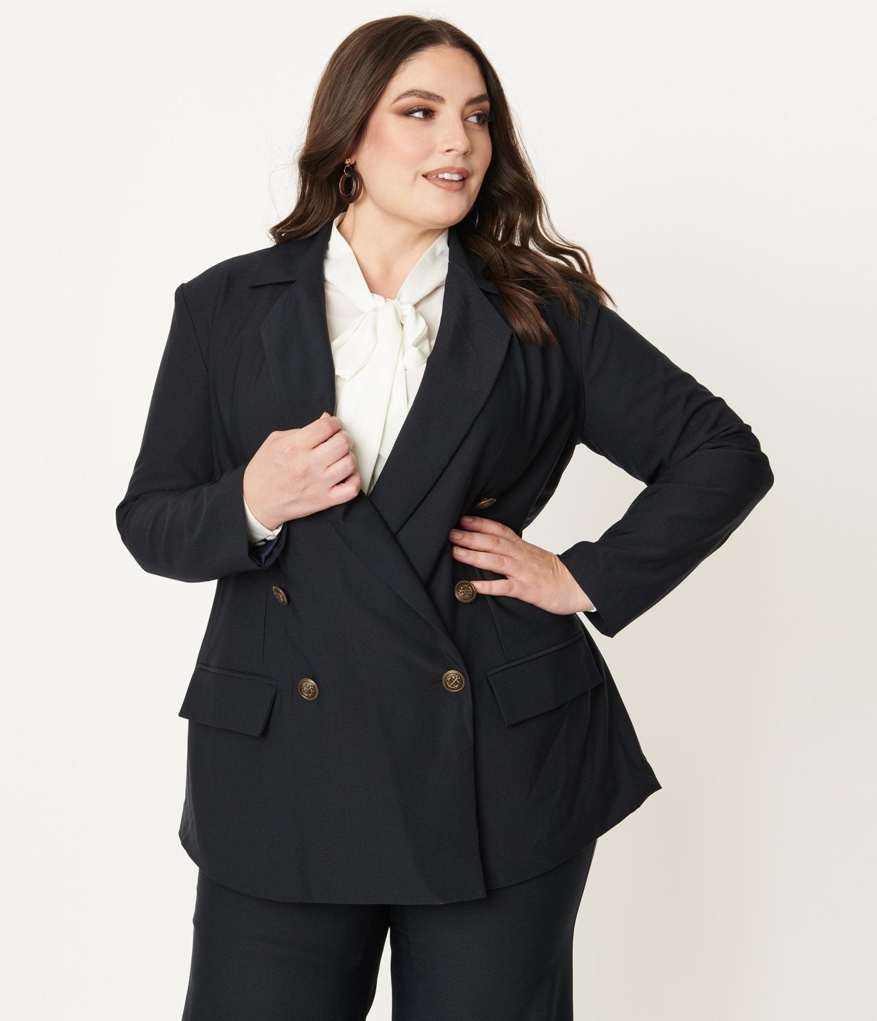 Navy blue 2024 plus size blazer