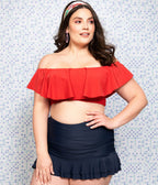 Unique Vintage Plus Size Navy Blue Skirted High Waist Alice Swim Bottoms - Unique Vintage - Womens, SWIM, BOTTOM