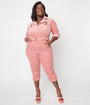 Unique Vintage Plus Size Pink Corduroy Trixie Jumpsuit