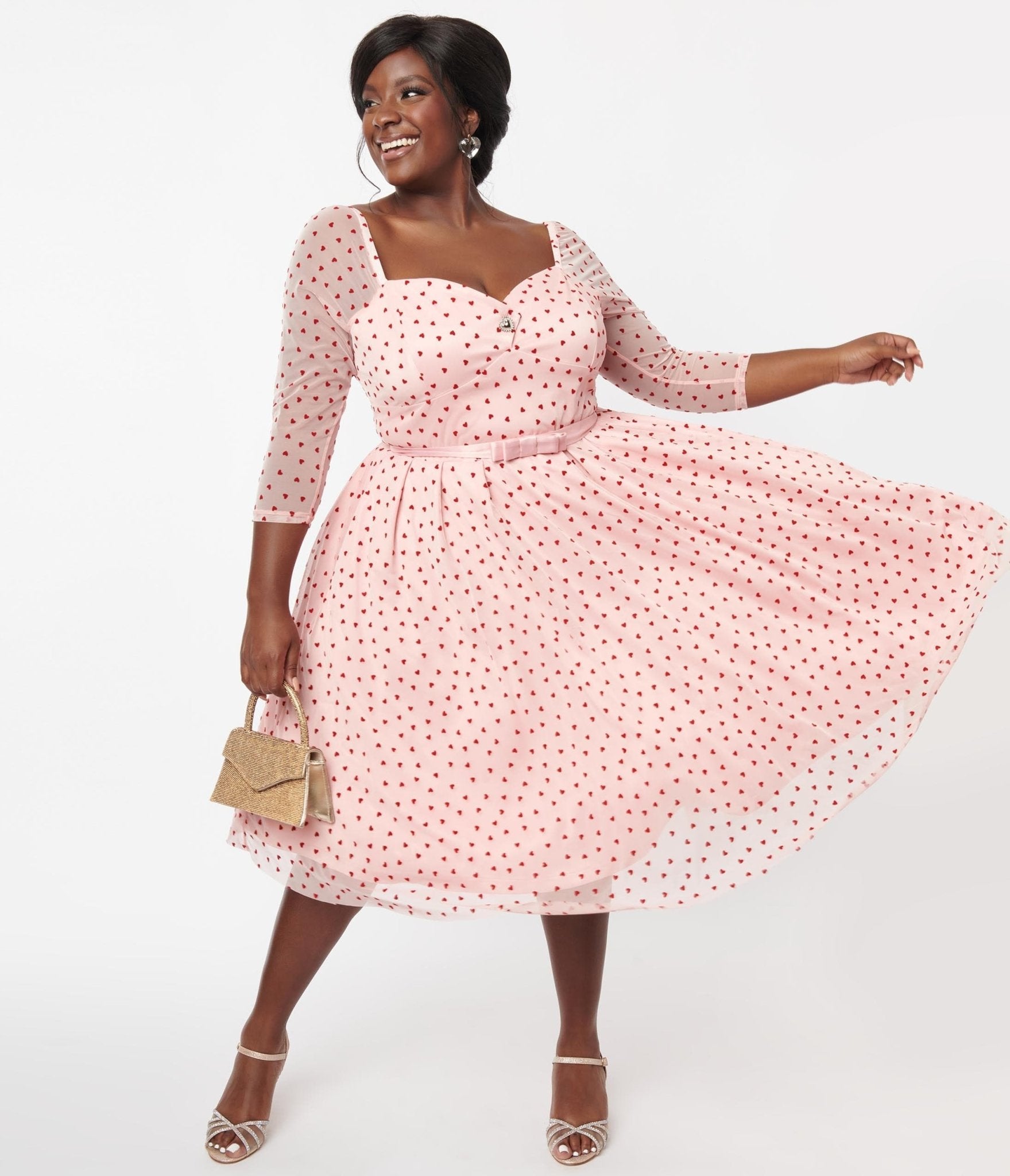 Plus size pink polka dot dress sale