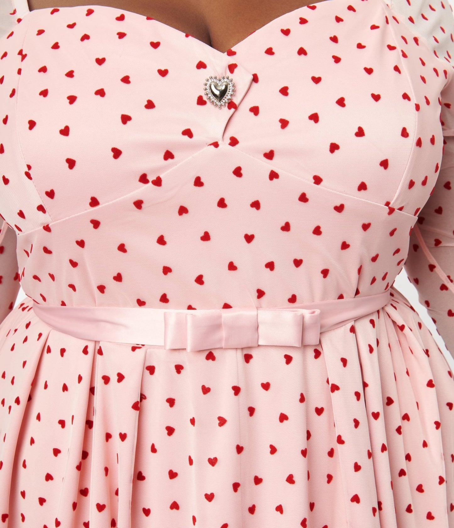 Unique Vintage Plus Size Pink & Red Hearts Lamar Swing Dress - Unique Vintage - Womens, DRESSES, SWING
