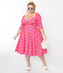 Unique Vintage Plus Size Pink & Red Plaid Lamar Swing Dress